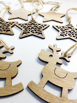 Weihnachtsanhänger Set Rentier und Sterne